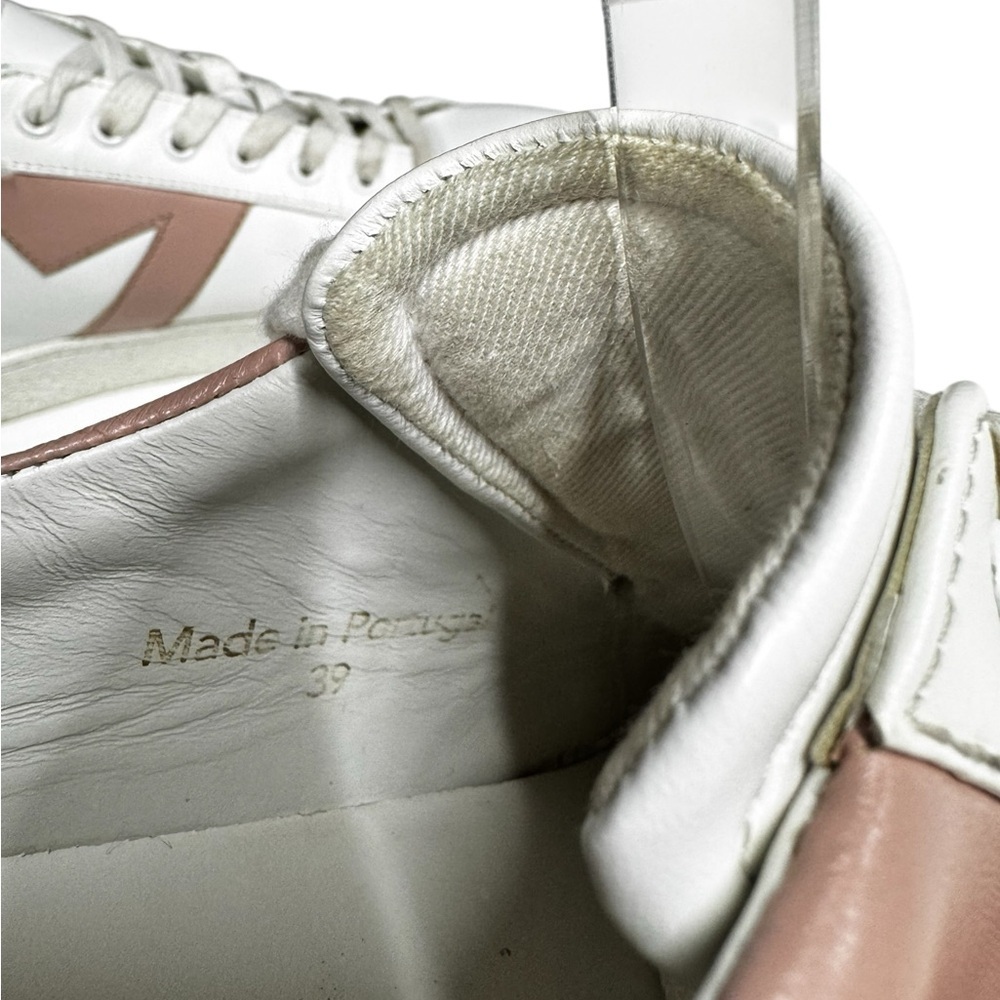 Maje Frenchy Rose Pale White and Pink Leather Sneaker Size 39 - Picture 10 of 13